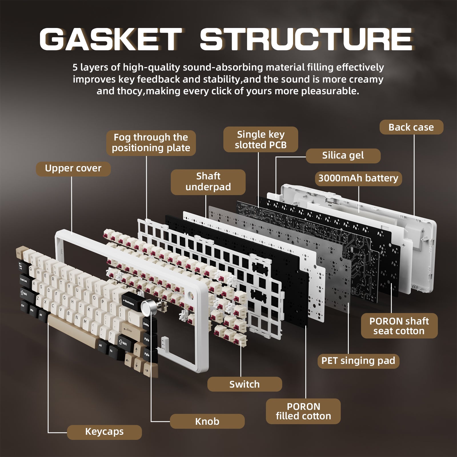 Clavier mécanique sans fil ATTACK SHARK X66 avec câble spiralé 8K