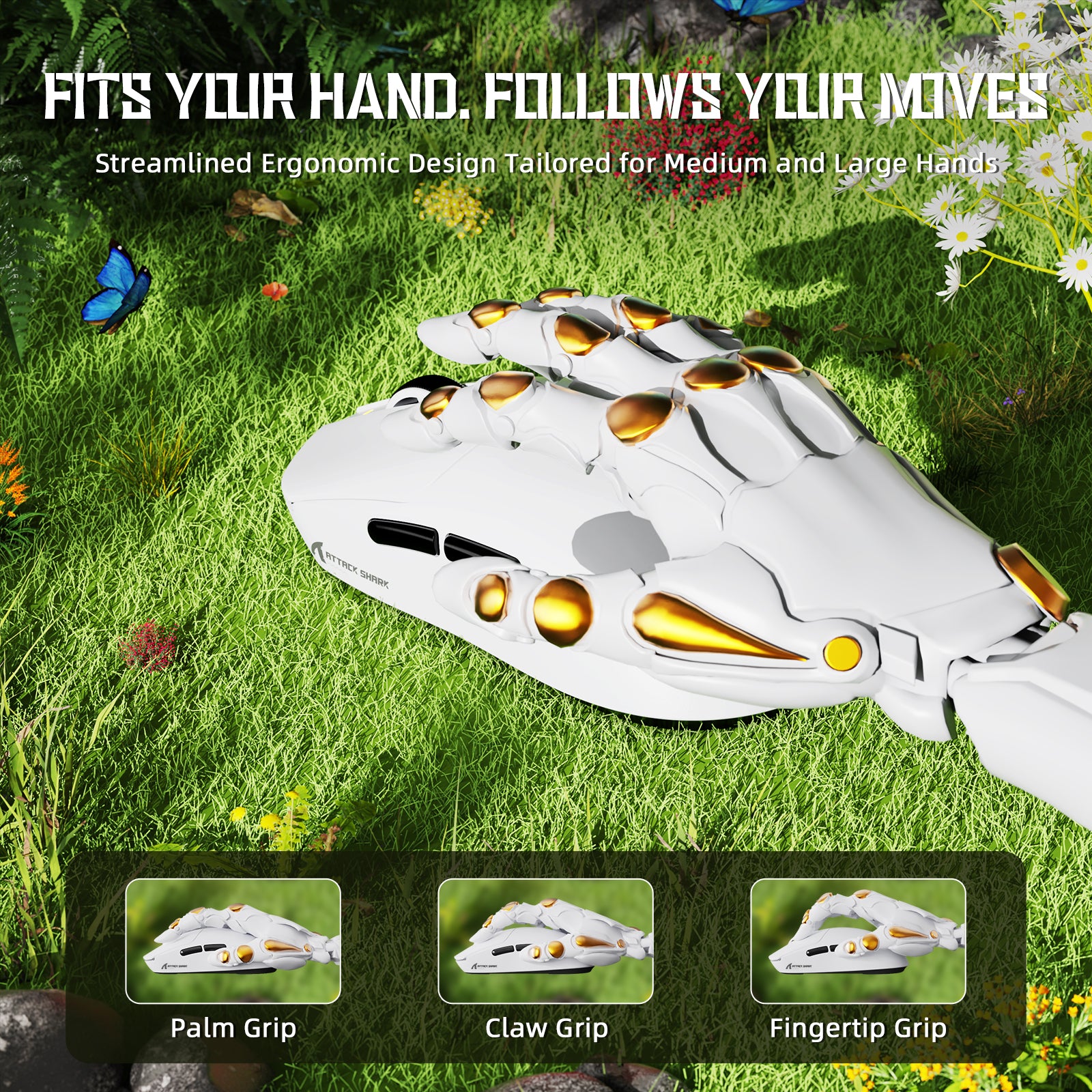 ATTACK SHARK X8SE Kabellose Tri-Mode-Gaming-Maus, 25.000 DPI, ultraleicht