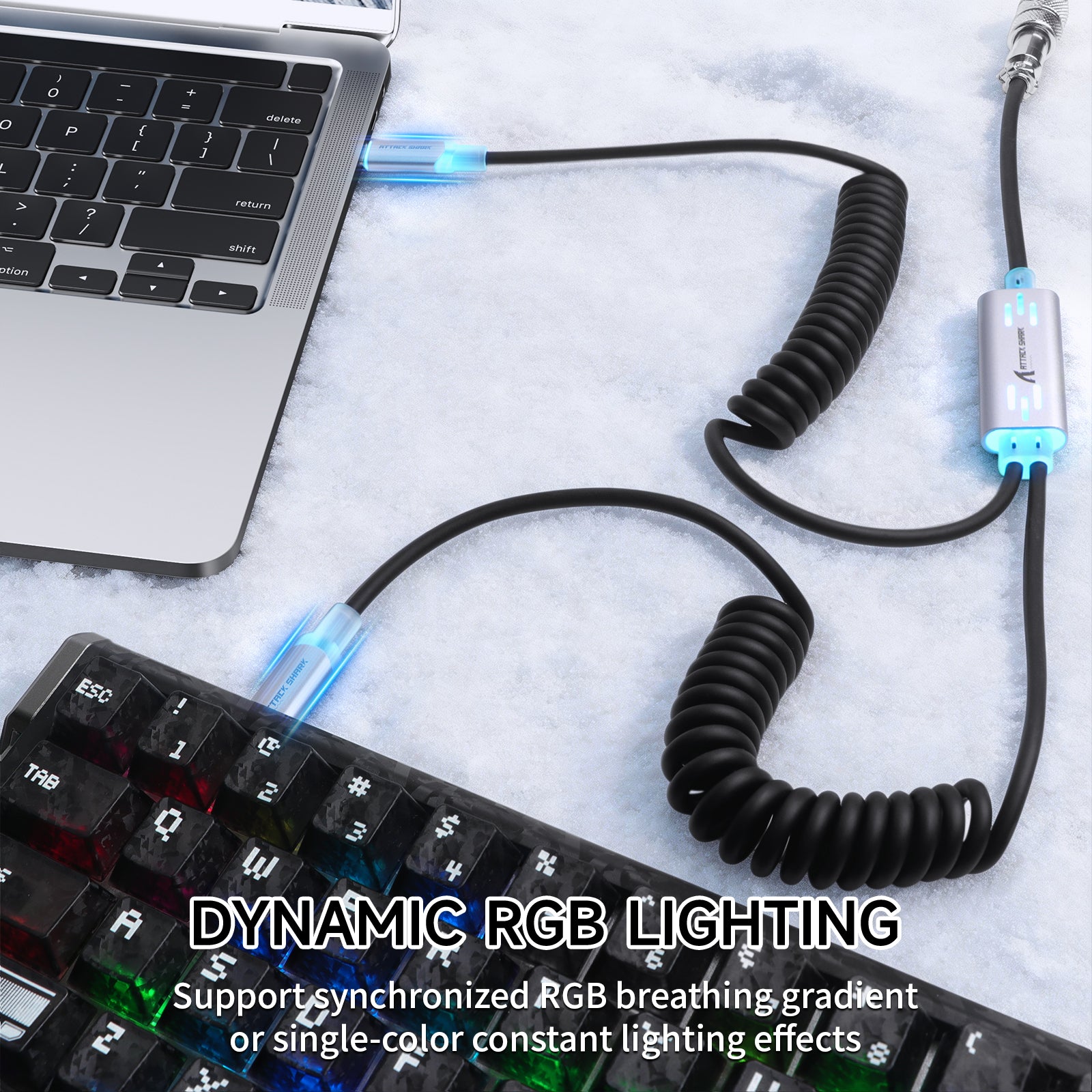 ATTACK SHARK C08 2-in-1 맞춤형 항공 케이블, 8kHz 마그네틱 키보드용