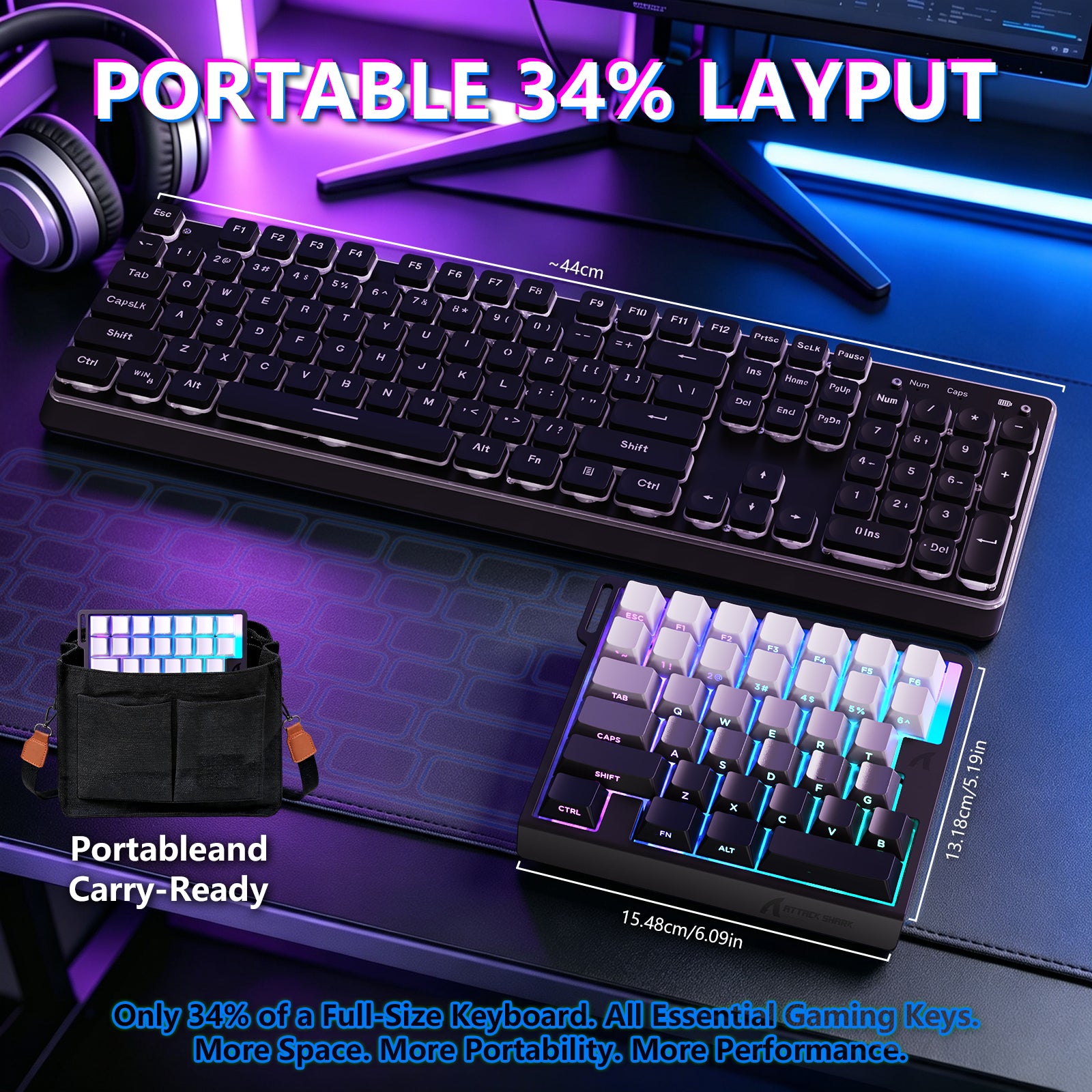 ATTACK SHARK M36 HE Einhändiges Tastatur mit Magnetischem Schalter & C01 ULTRA LED Aviator Kabel