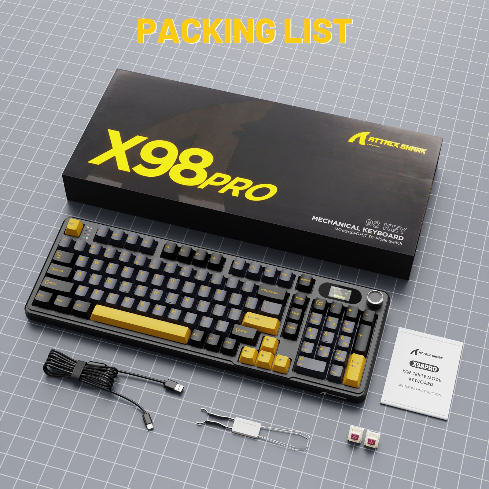 ATTACK SHARK X98PRO Kabellose Gaming-Tastatur