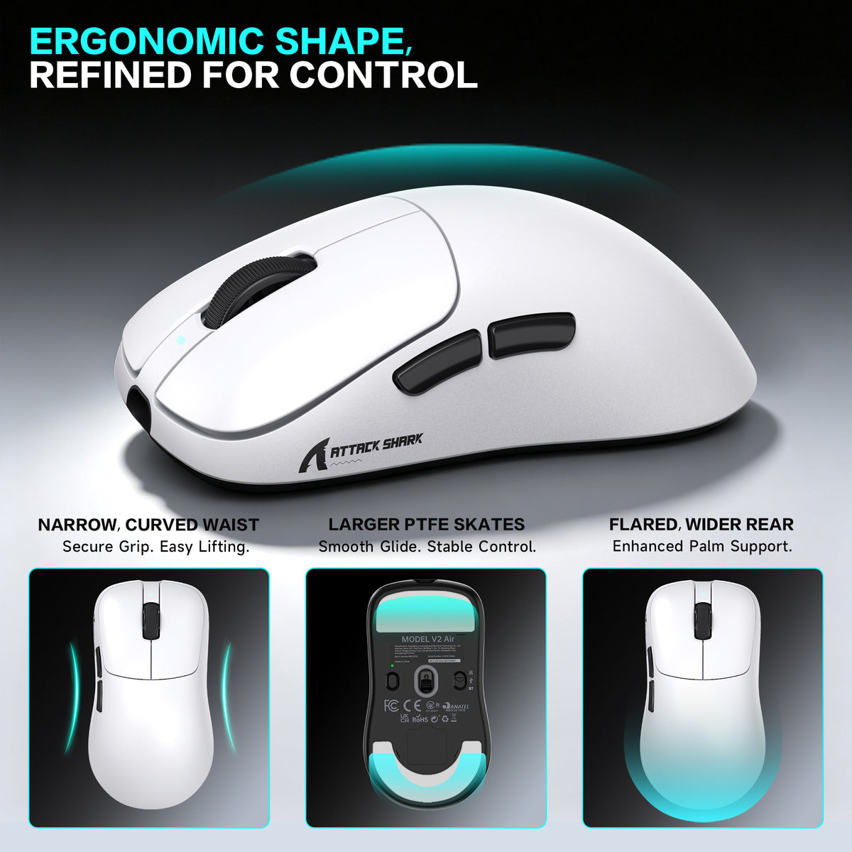 ATTACK SHARK V2 AIR PAW3955MAX Ergonomic Wireless Gaming Mouse