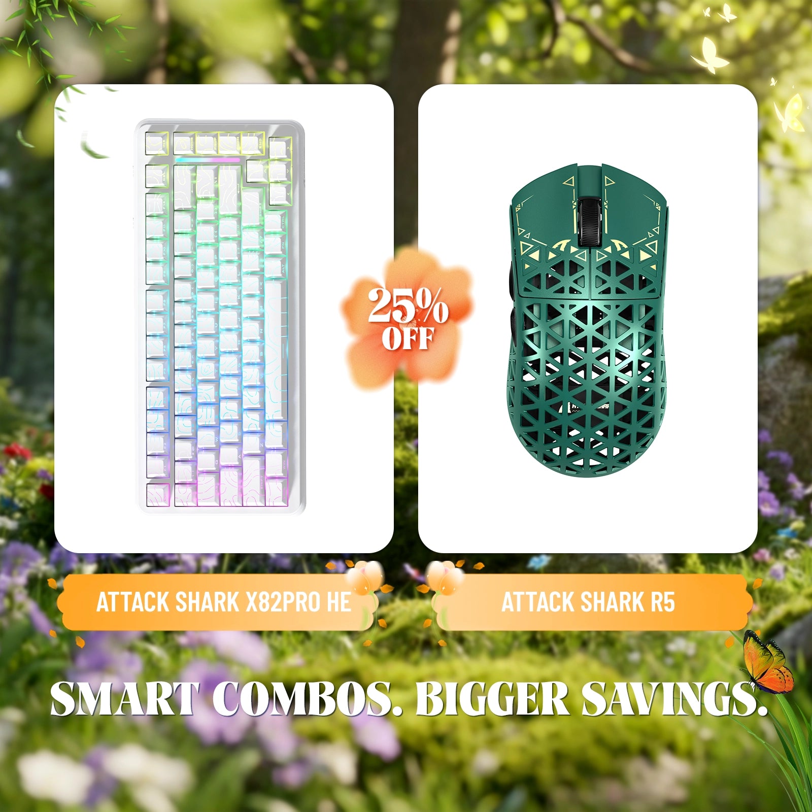 ATTACK SHARK X82PRO HE Rapid Trigger Keyboard + R5 Carbon Fiber Wireless Gaming Mouse Bundle