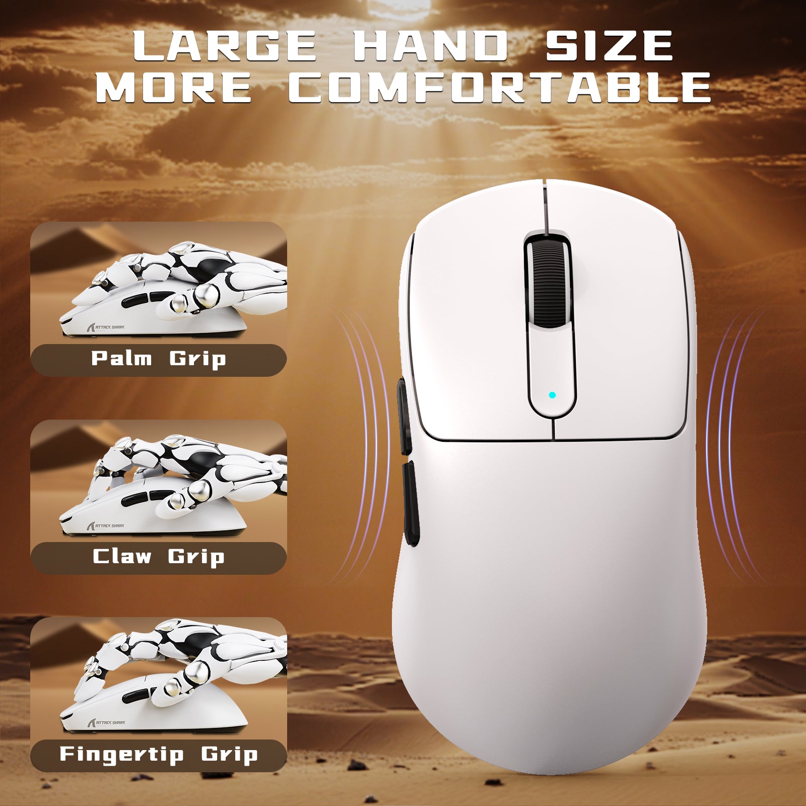 ATTACK SHARK V5 8KHz Wireless PAW3950MAX Gaming Mouse with C06 Ultra Cable