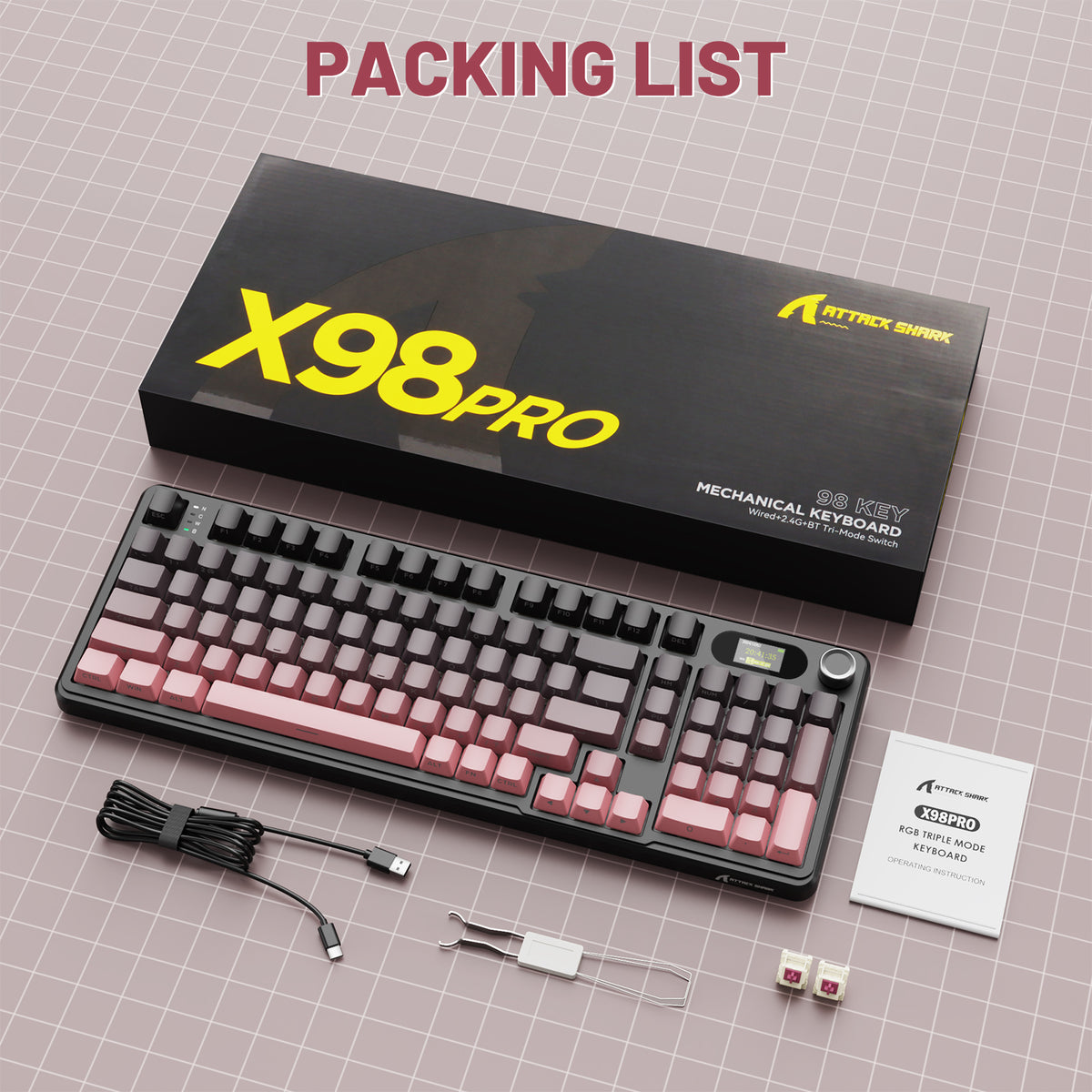X98PRO Wireless Gaming Keyboard with RGB & Hot-Swap