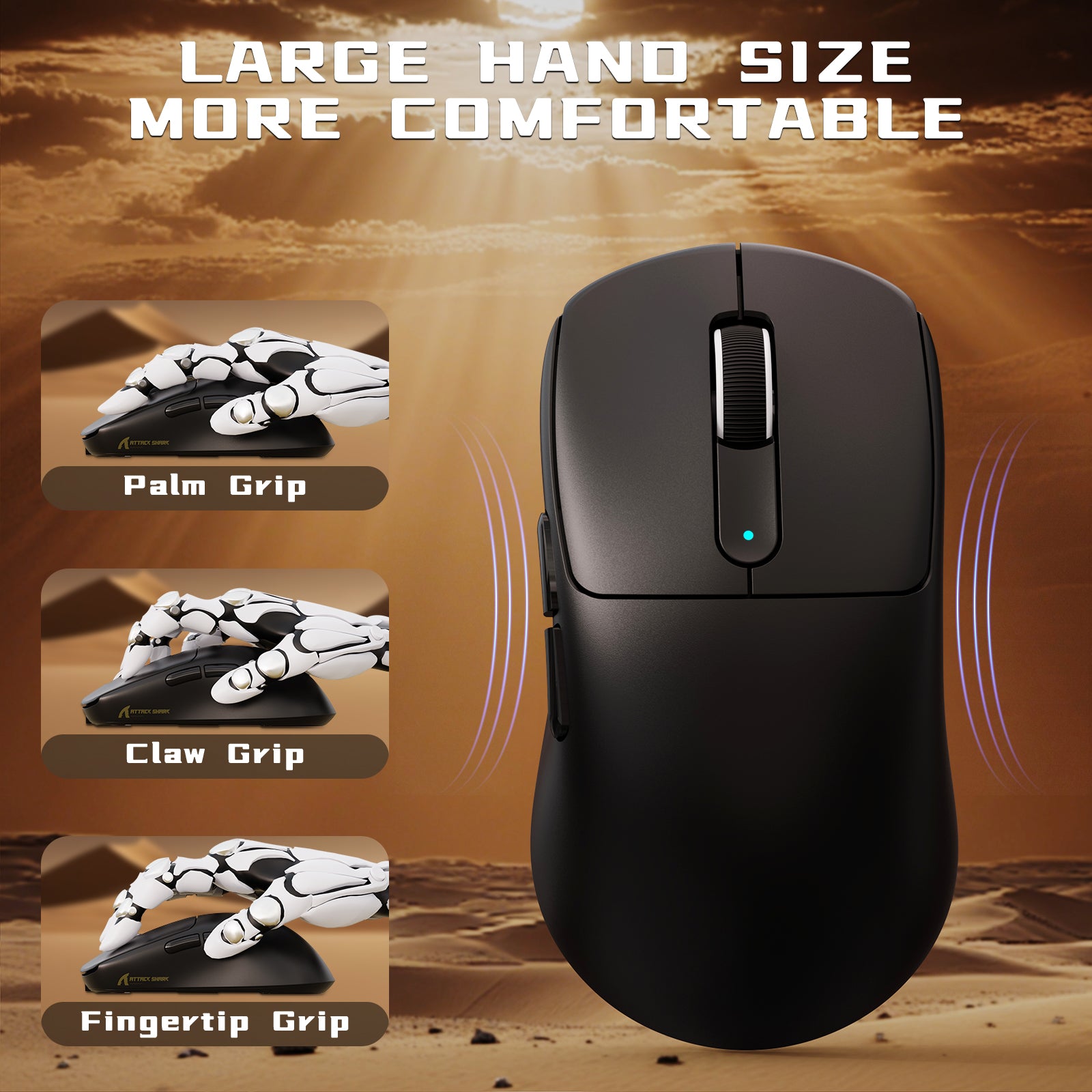 ATTACK SHARK V5 8KHz Wireless PAW3950MAX Gaming Mouse with C06 Ultra Cable