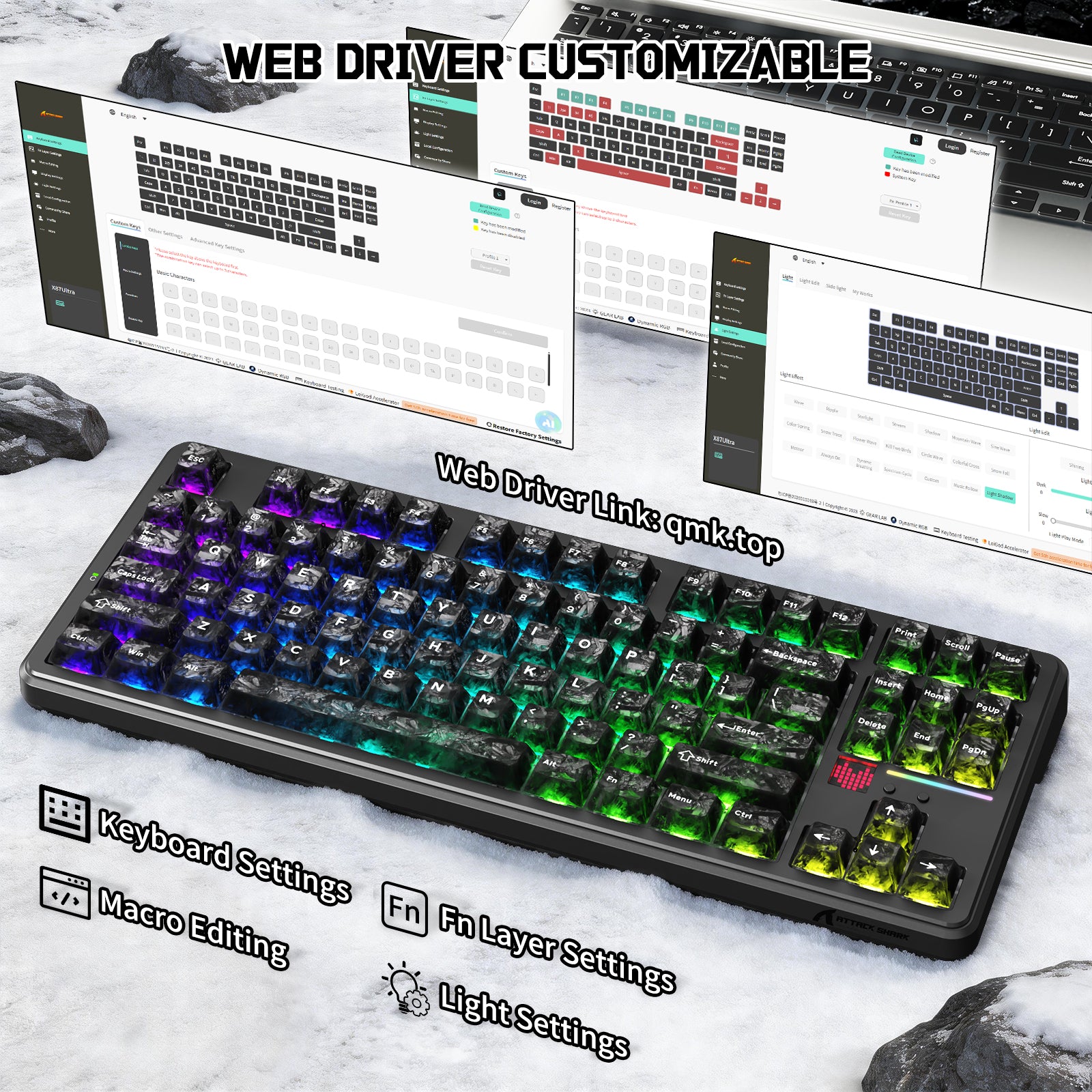 ATTACK SHARK X87 ULTRA ワイヤレス メカニカルキーボード 8K ワイヤレスレシーバー付き