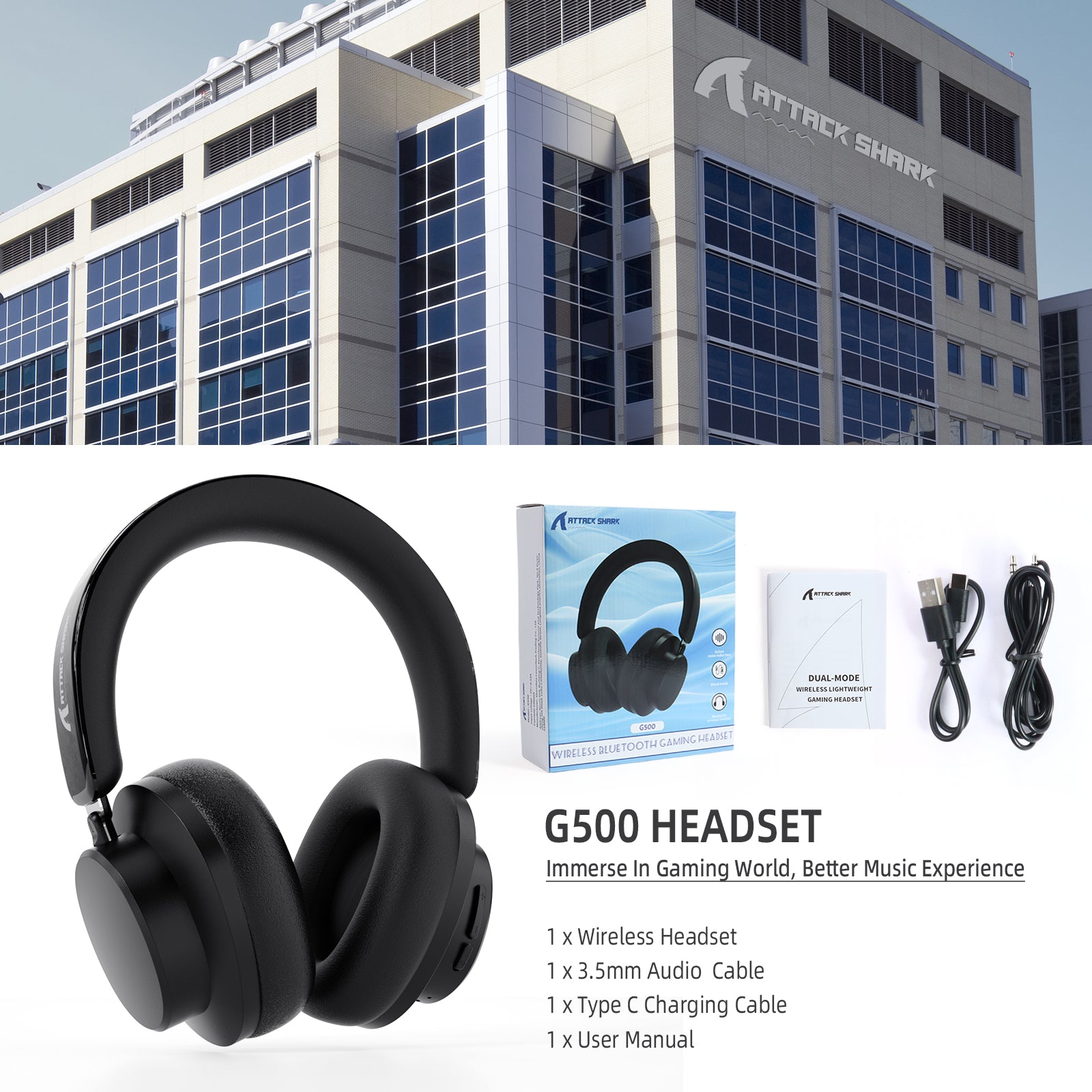 ATTACK SHARK G500 Ultra-Light Dual-Mode Gaming Headset