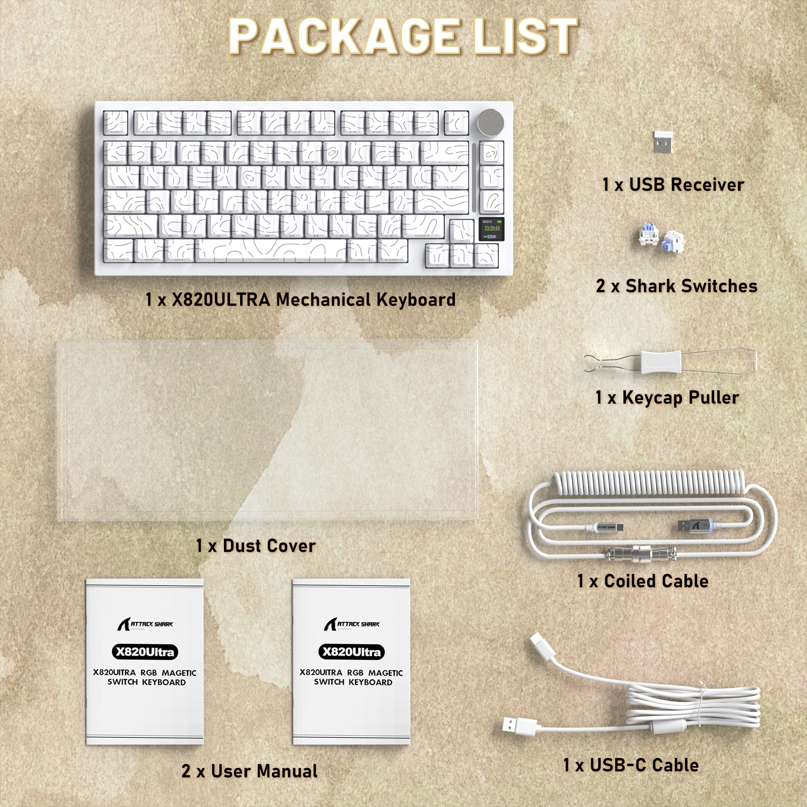 ATTACK SHARK X820ULTRA Mechanical Keyboard with C01ULTRA Coiled Cable