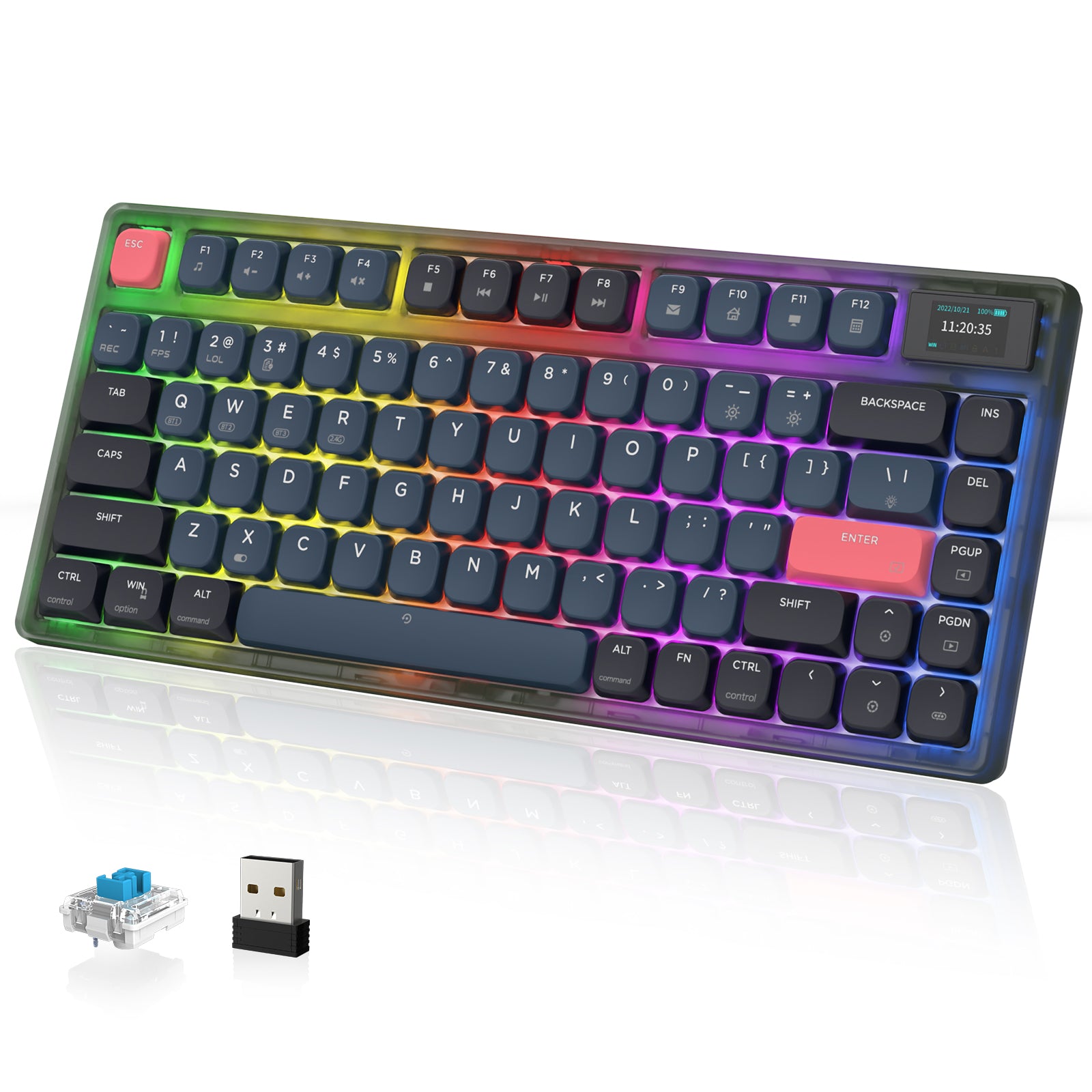 AK832PRO RGB mechanical keyboard with low-profile Outemu switches and USB receiver