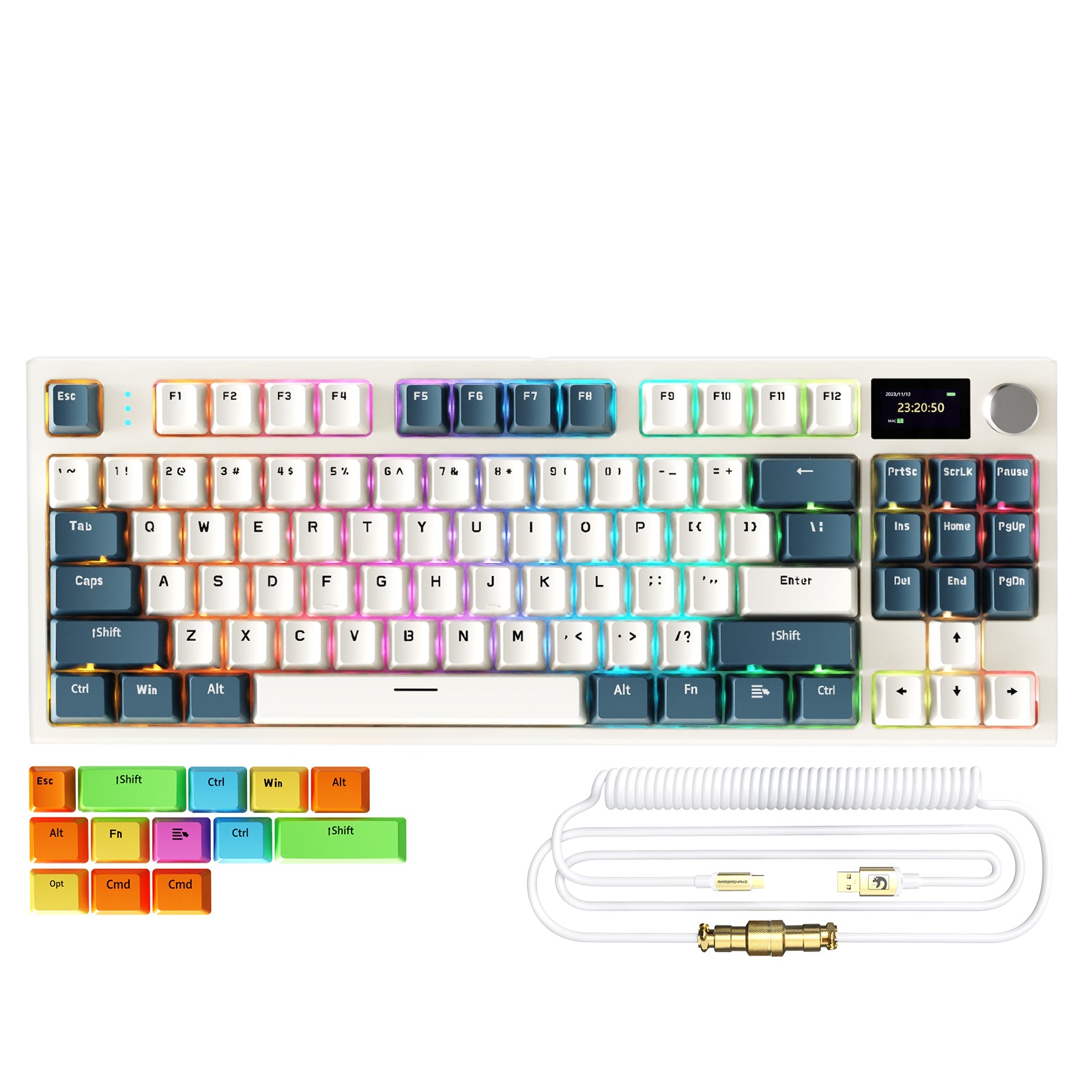 ATTACK SHARK K86 Clavier mécanique sans fil avec câble enroulé