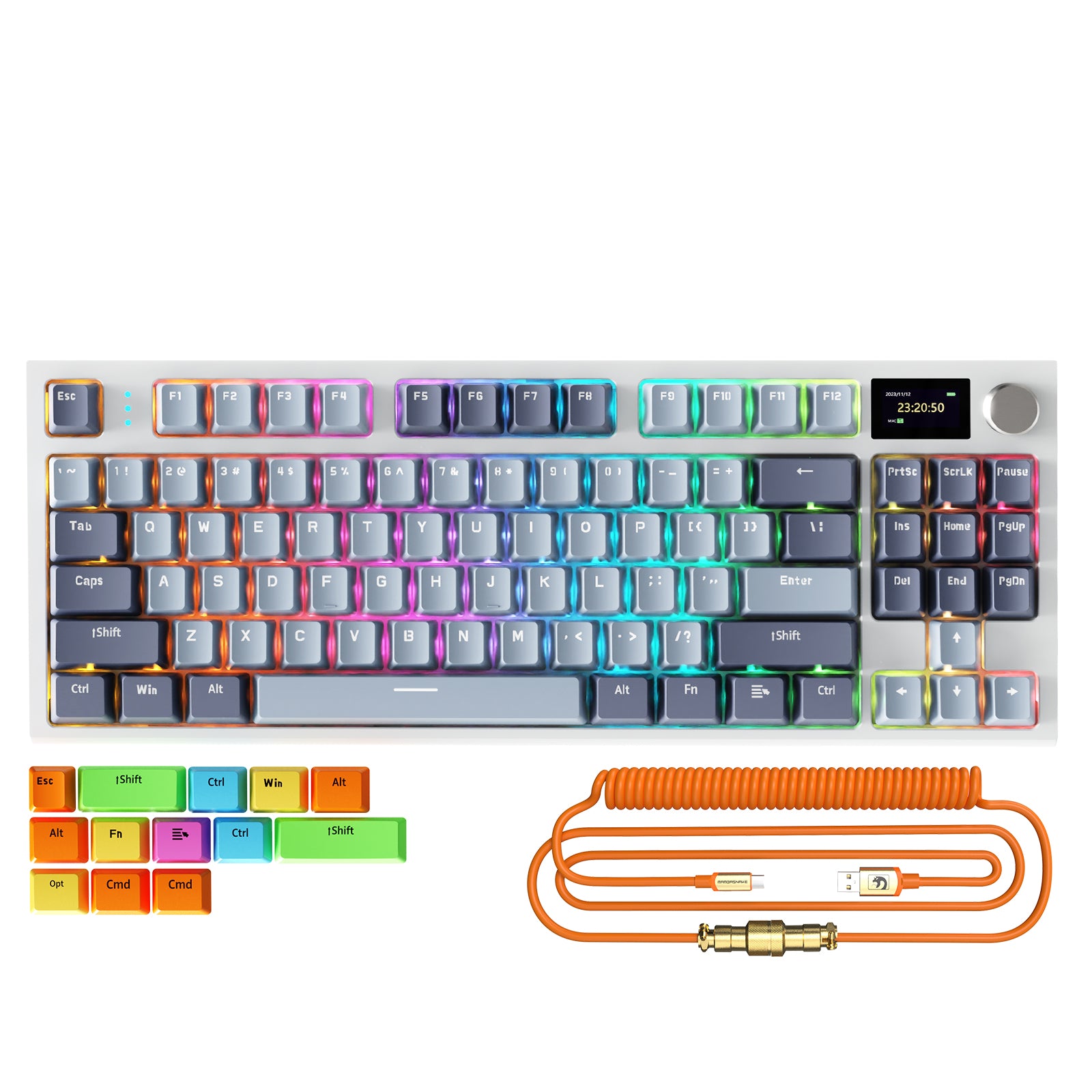 ATTACK SHARK K86 Clavier mécanique sans fil avec câble enroulé