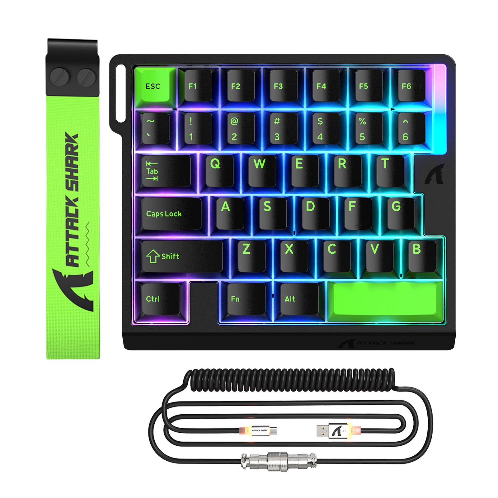 Teclado con interruptor magnético de una mano ATTACK SHARK M36 HE y cable aviador LED ULTRA C01