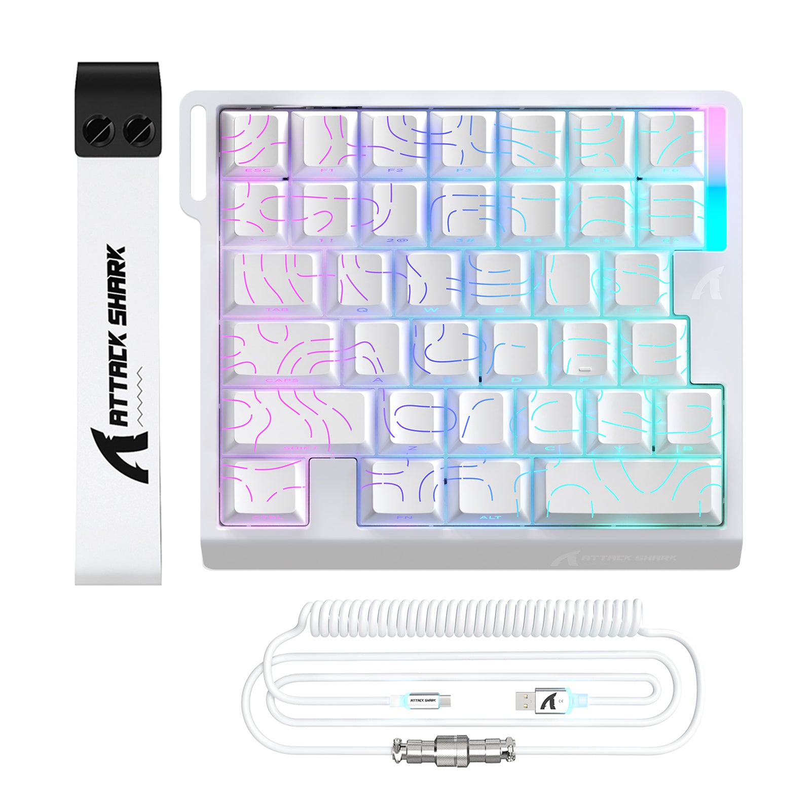 Teclado con interruptor magnético de una mano ATTACK SHARK M36 HE y cable aviador LED ULTRA C01