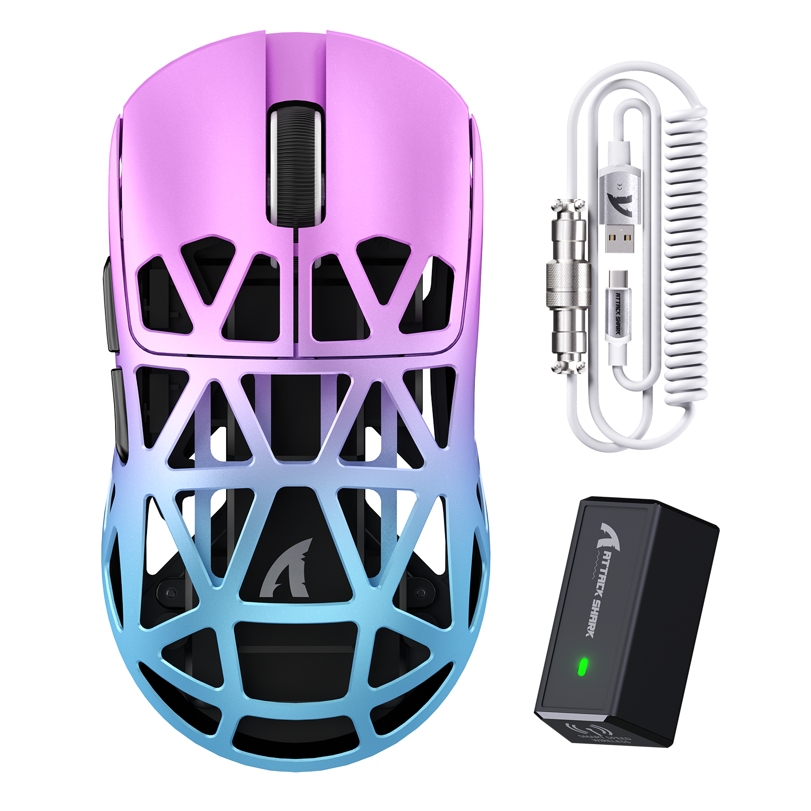 ATTACK SHARK R2 Ratón para Juegos PAW3950 de Aleación de Magnesio 8K con Cable en Espiral para Ratón (No Incluye la Base de Carga)