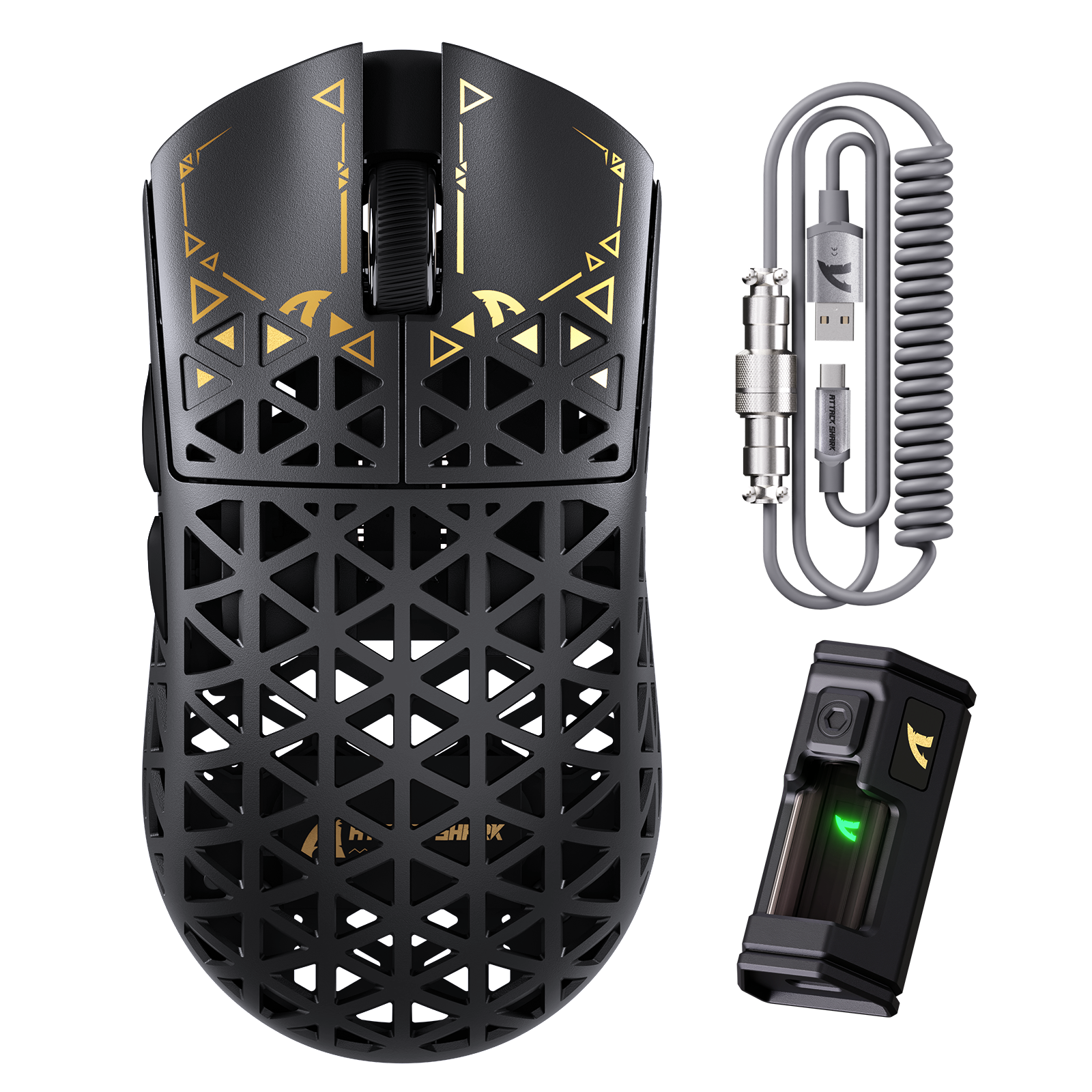 Mouse Gamer Sem Fio ATTACK SHARK R5 ULTRA Fibra de Carbono 8K PAW3950MAX com Cabo Enrolado 8K