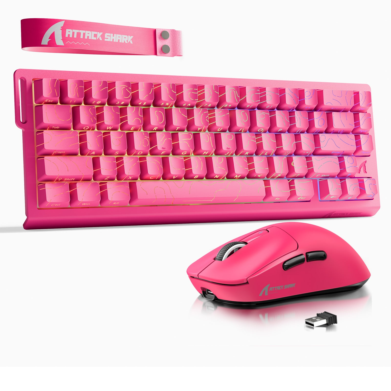 ATTACK SHARK X68HE Klawiatura Rapid Trigger + zestaw z bezprzewodową myszą X3