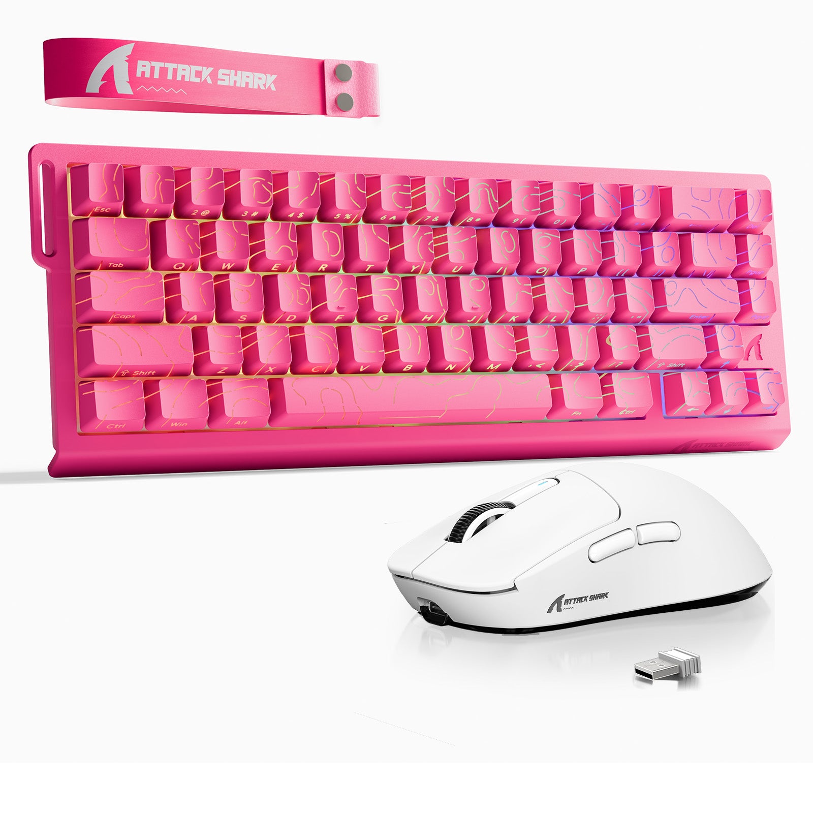 ATTACK SHARK X68HE Klawiatura Rapid Trigger + zestaw z bezprzewodową myszą X3