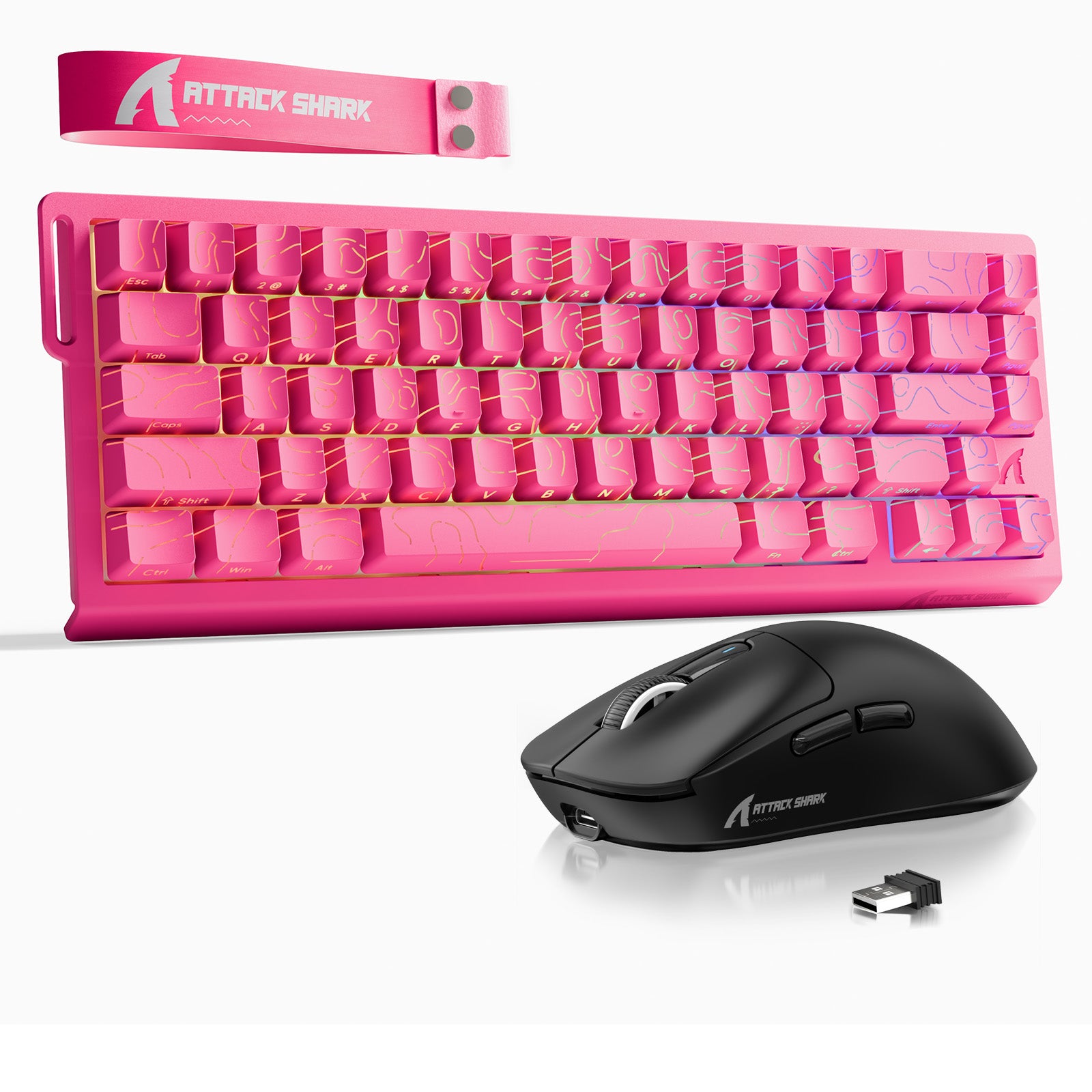 ATTACK SHARK X68HE Klawiatura Rapid Trigger + zestaw z bezprzewodową myszą X3