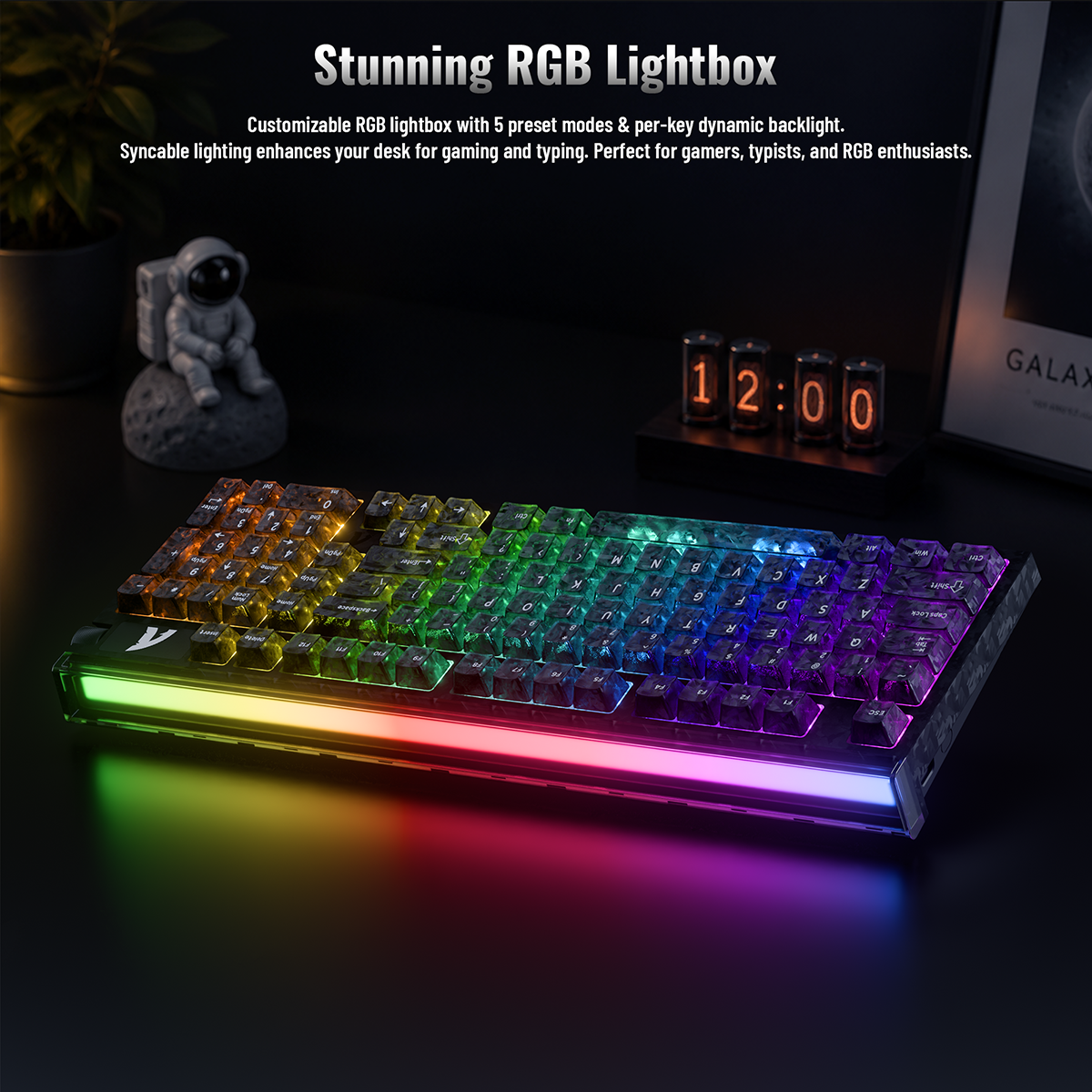 Teclado con cable ATTACK SHARK R98 HE de fibra de carbono, gatillo rápido, interruptor magnético y cable en espiral C01 Ultra RGB