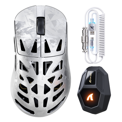 ATTACK SHARK RS6 ULTRA Carbon Fiber Wireless PAW3955MAX Gaming Mouse with C06 ULTRA Coiled Cable