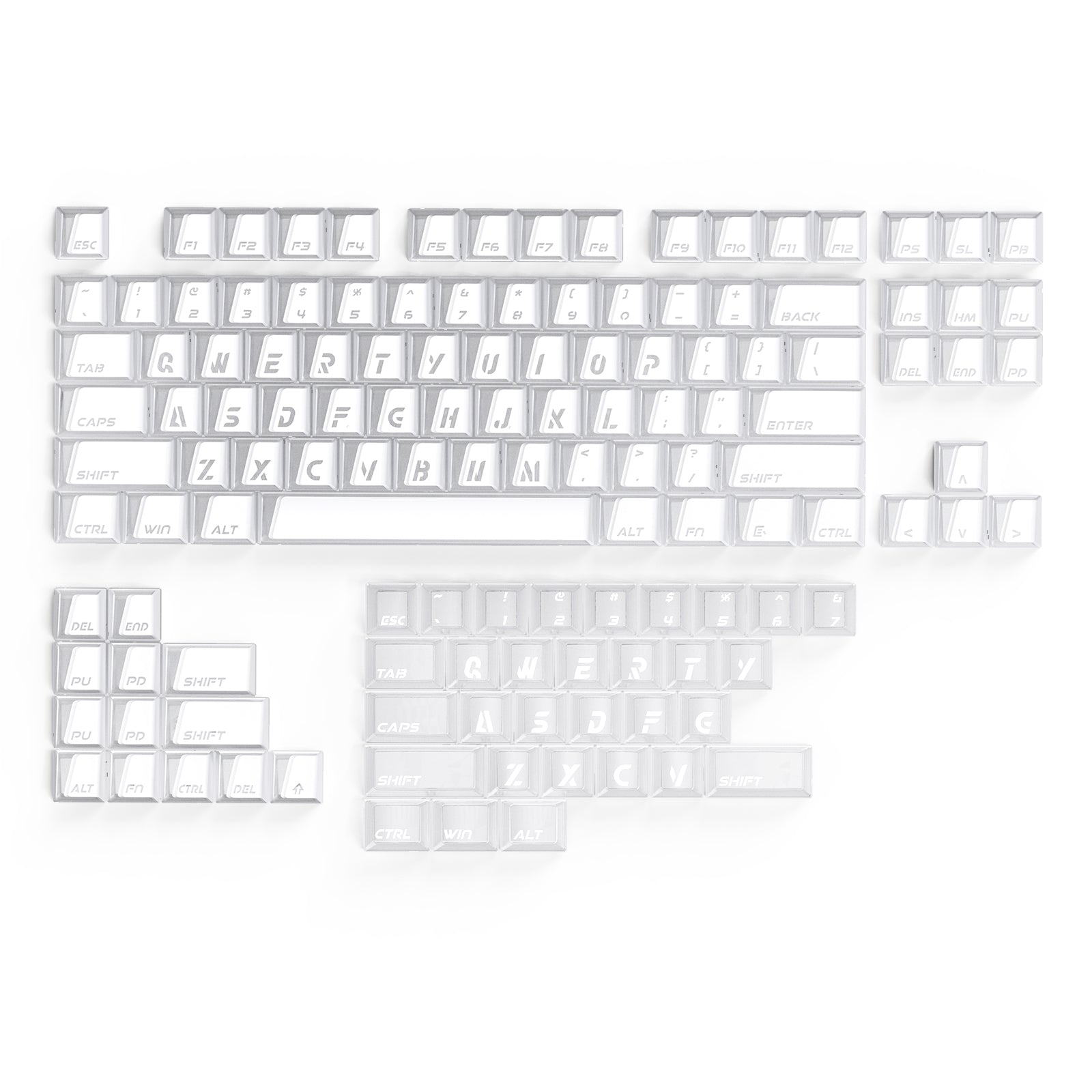 ATTACK SHARK SK07, 131 teclas, keycaps Prism com iluminação transparente, ANSI, branco