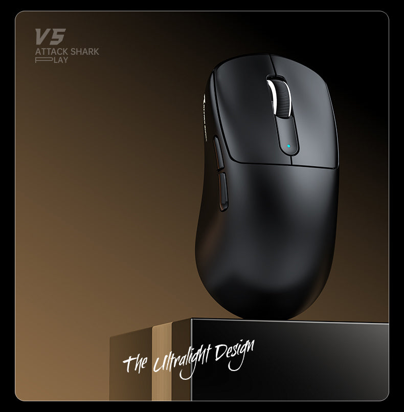 ATTACK SHARK V5 8KHz Wireless PAW3950MAX Gaming Mouse with C06 Ultra Cable