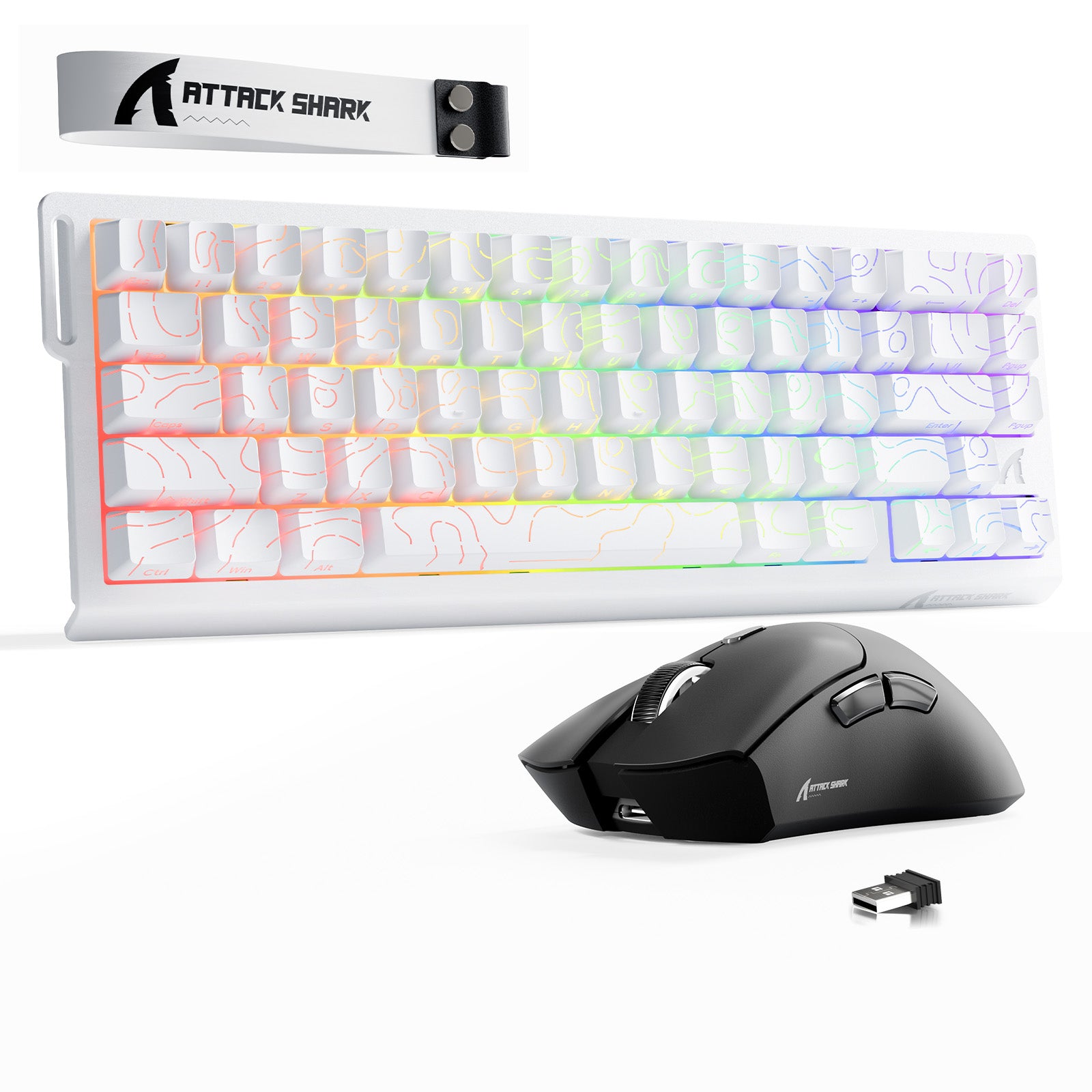 ATTACK SHARK X68HE 래피드 트리거 키보드 + R1 무선 게이밍 마우스 번들