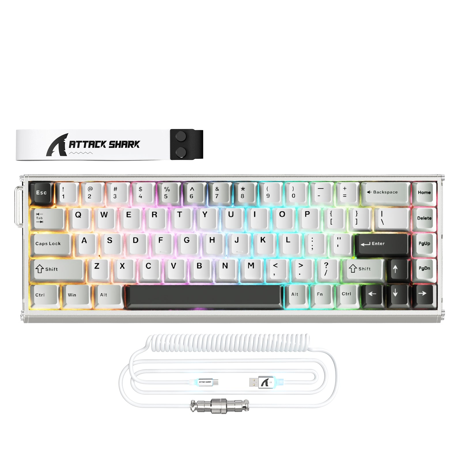 ATTACK SHARK X68MAX HE Rapid Trigger CNC Aluminum Keyboard Magnetic Switch with C01Ultra RGB Coiled Cable