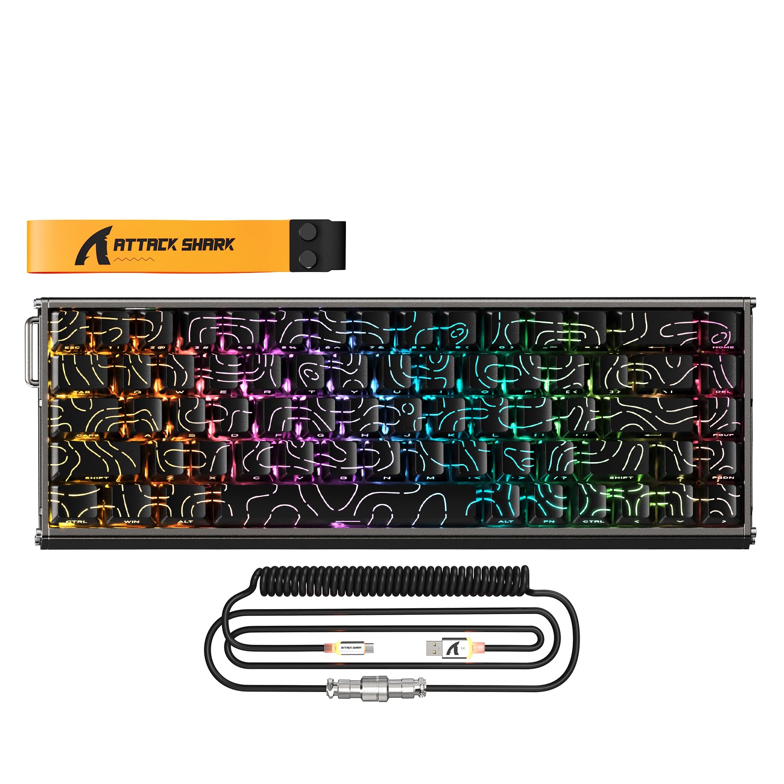 ATTACK SHARK X68MAX HE Rapid Trigger CNC Aluminum Keyboard Magnetic Switch with C01Ultra RGB Coiled Cable