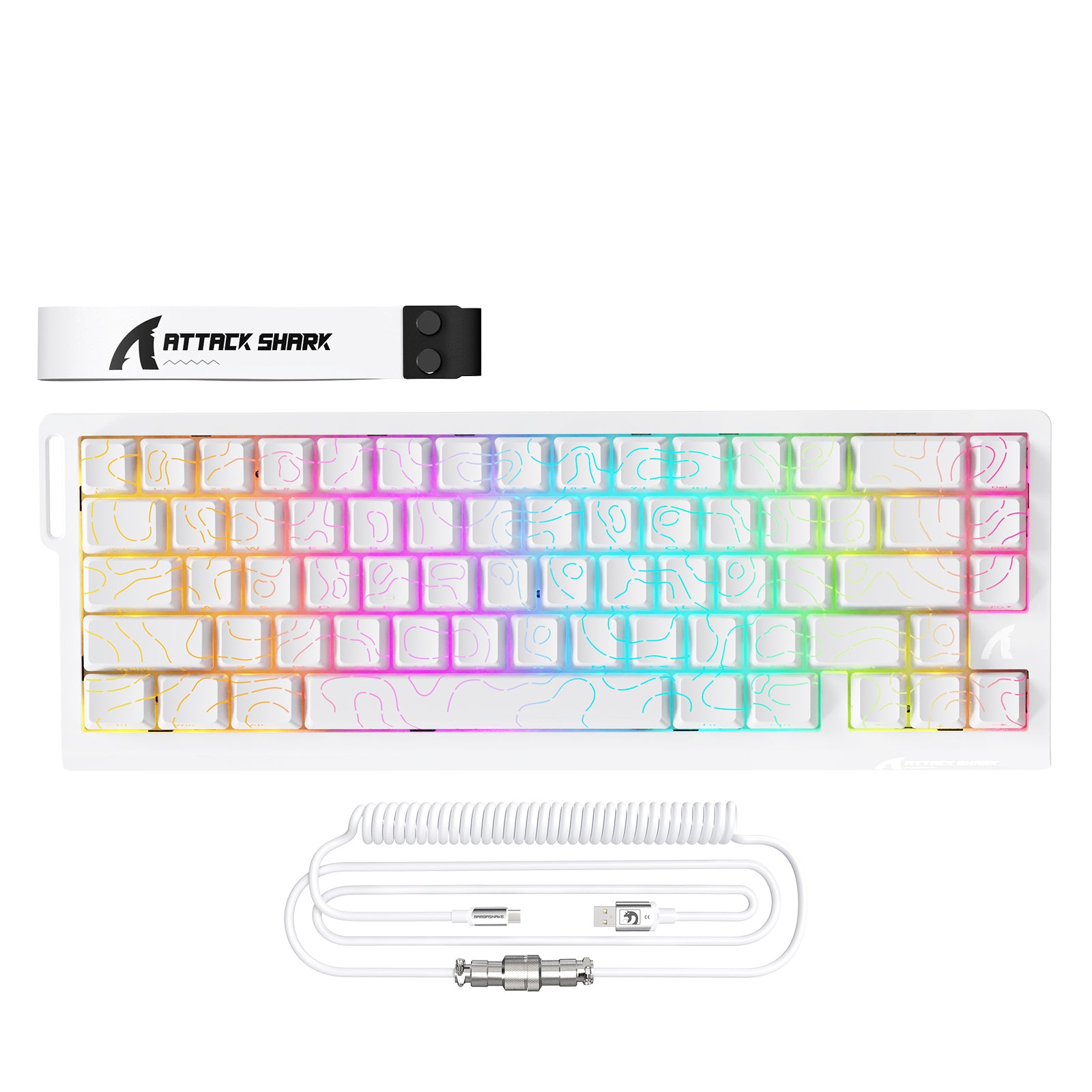 ATTACK SHARK X68MAX HE Rapid Trigger CNC Aluminum Keyboard Magnetic Switch with C01Ultra RGB Coiled Cable