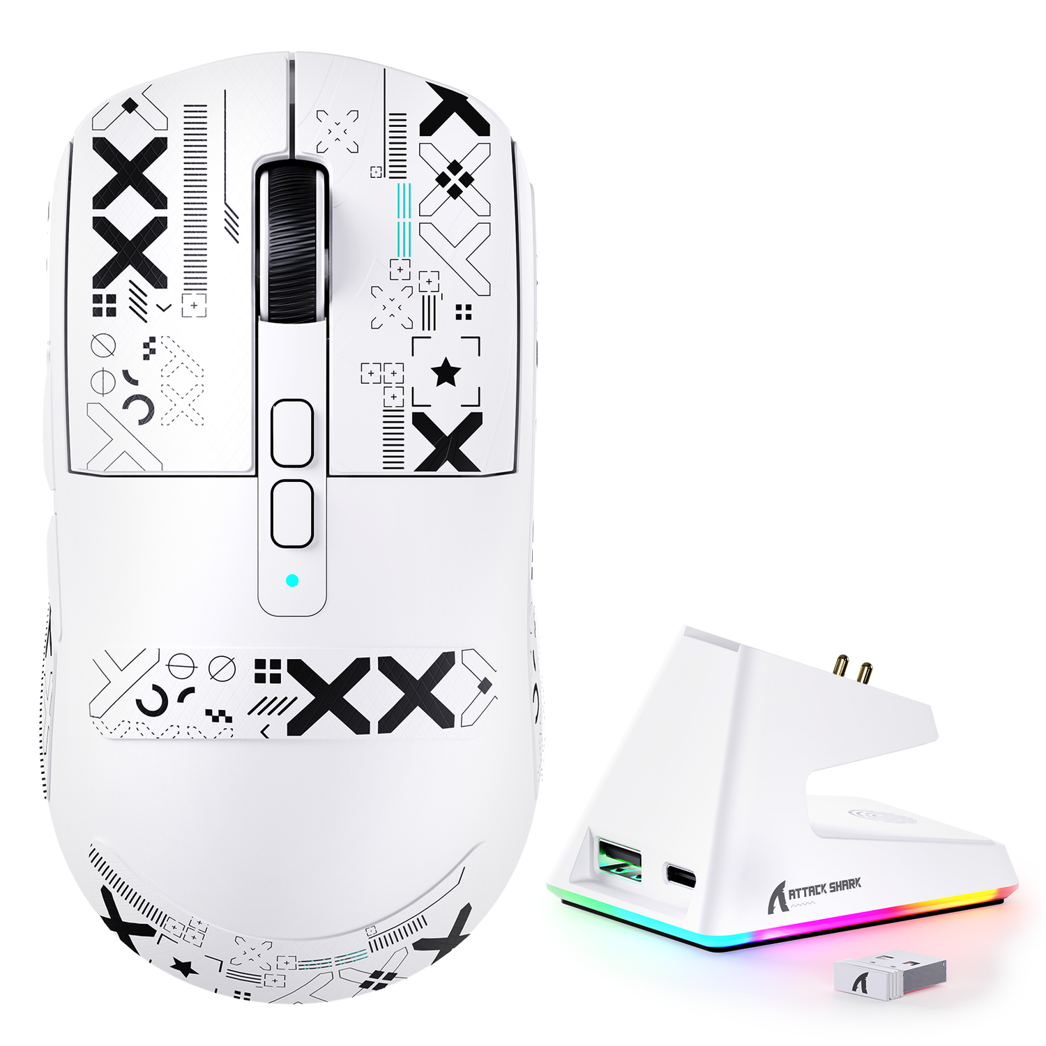 ATTACK SHARK X6 Mouse da gioco a tre modalità con dock di ricarica