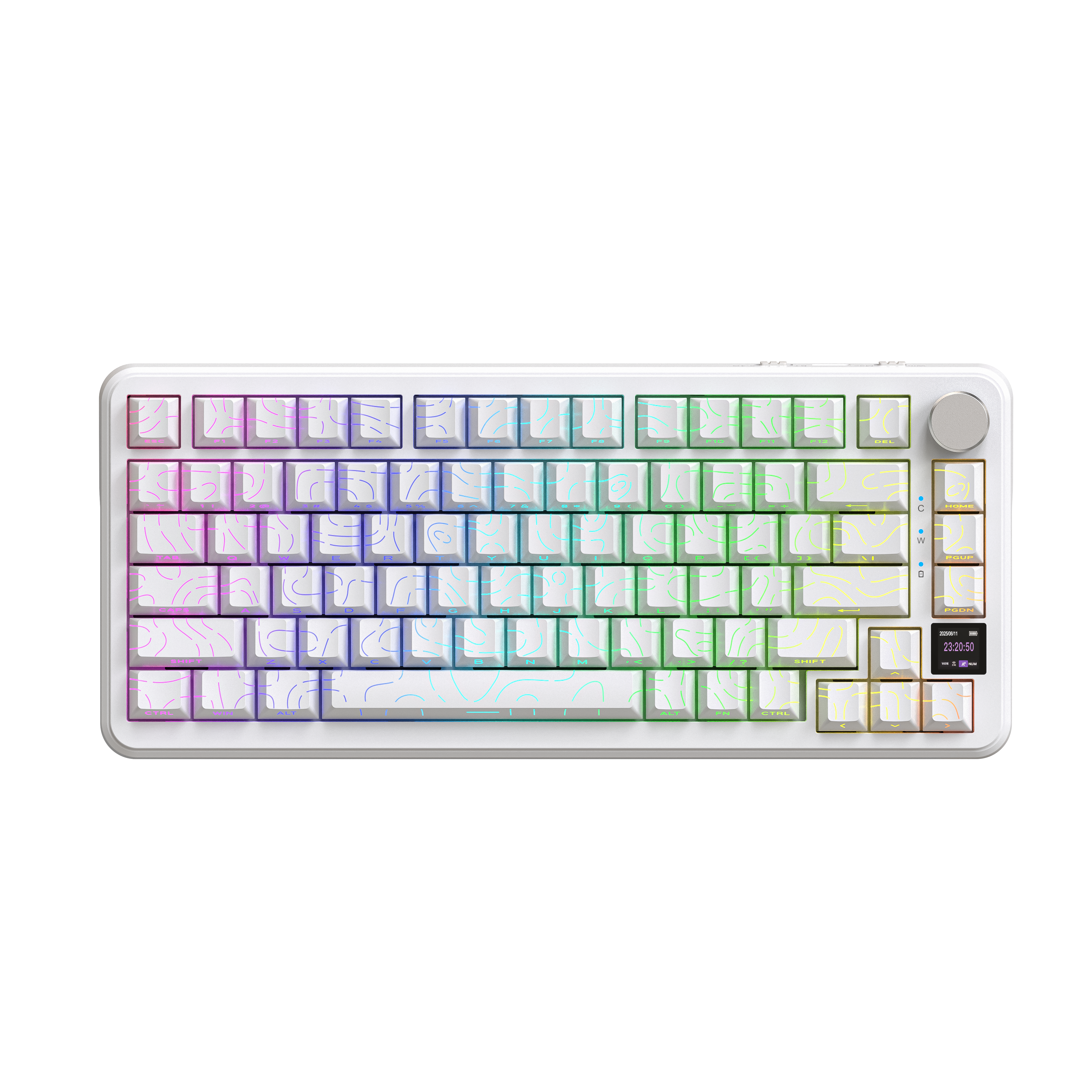 ATTACK SHARK X85PRO mechanical keyboard, white with RGB, smart TFT display, knob design, 75% layout.