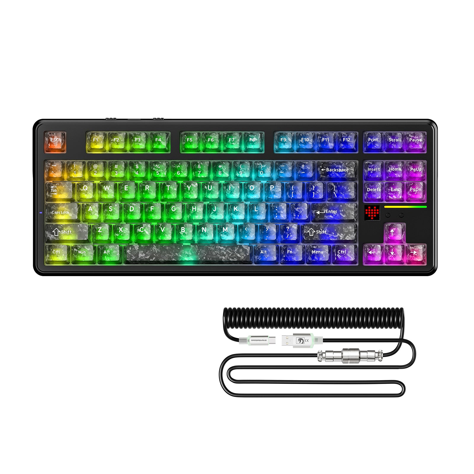 ATTACK SHARK X87 ULTRA Triple-Mode (BT/2.4G/Wired) Gaming Keyboard with 8K Wireless Receiver and RGB Coiled Cable