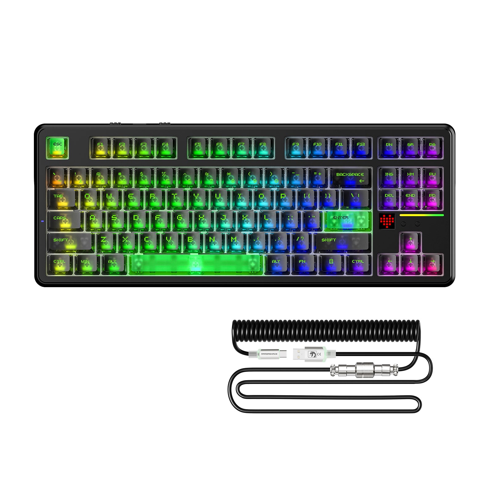 ATTACK SHARK X87 ULTRA Triple-Mode (BT/2.4G/Wired) Gaming Keyboard with 8K Wireless Receiver and RGB Coiled Cable