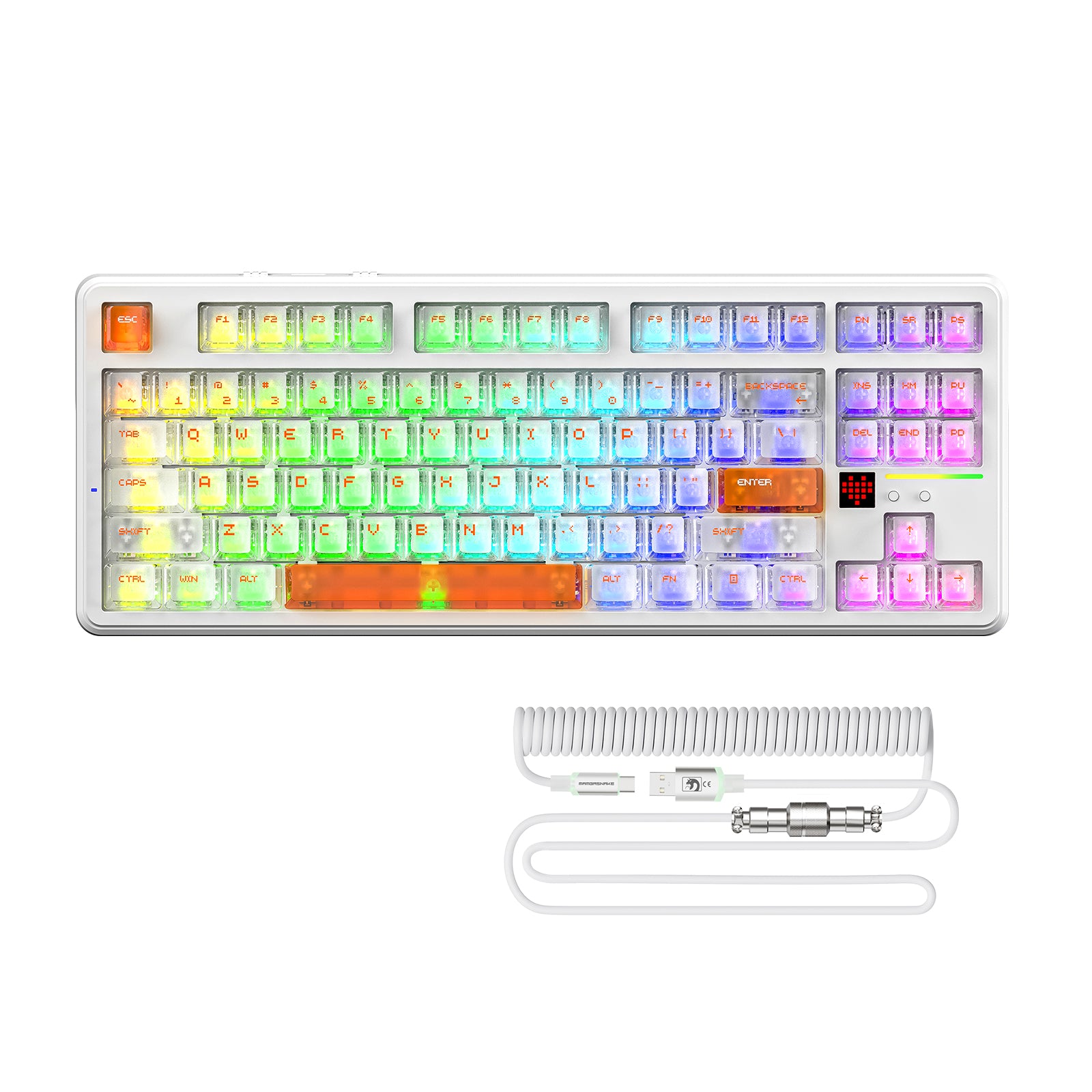 ATTACK SHARK X87 ULTRA Triple-Mode (BT/2.4G/Wired) Gaming Keyboard with 8K Wireless Receiver and RGB Coiled Cable